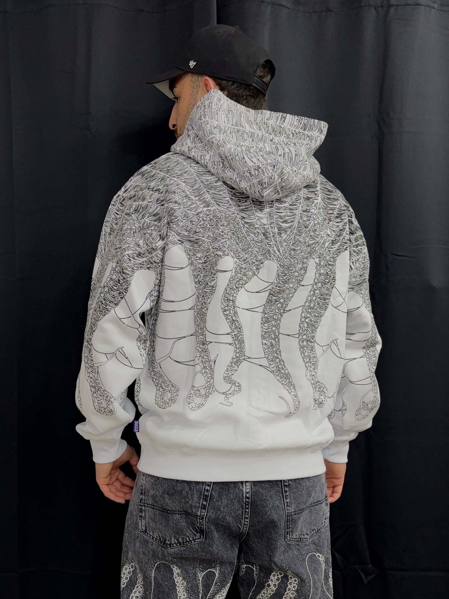 Octopus Cobweb Zip Hoodie by Luca Devinu