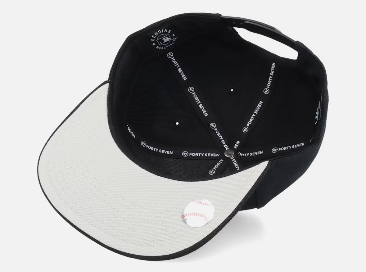 NY Yankees No Shot Black/White Snapback - 47 Brand