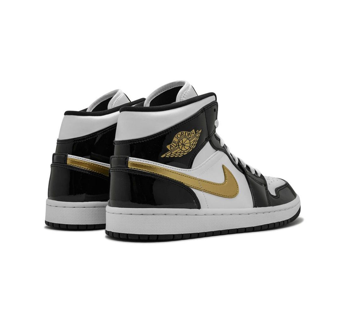 Jordan 1 mid SE Black Gold Patent Leather