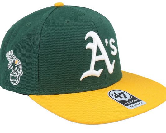 Oakland Athletics Sure Shot Tt Captain Dark Green/Yellow Snapback - 47 Brand