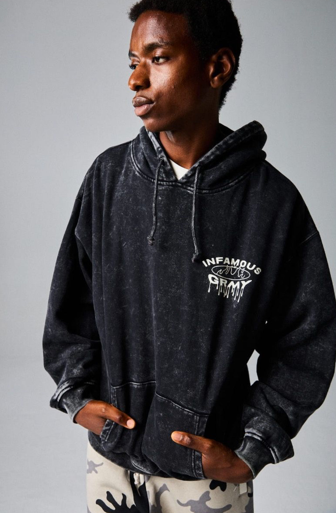 Grimey Follow The Dollar Washed Boxy Hoodie Washed Black