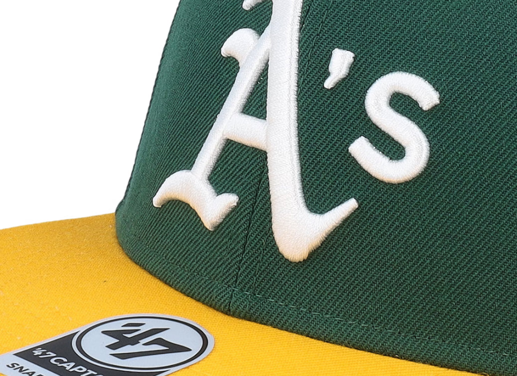 Oakland Athletics Sure Shot Tt Captain Dark Green/Yellow Snapback - 47 Brand