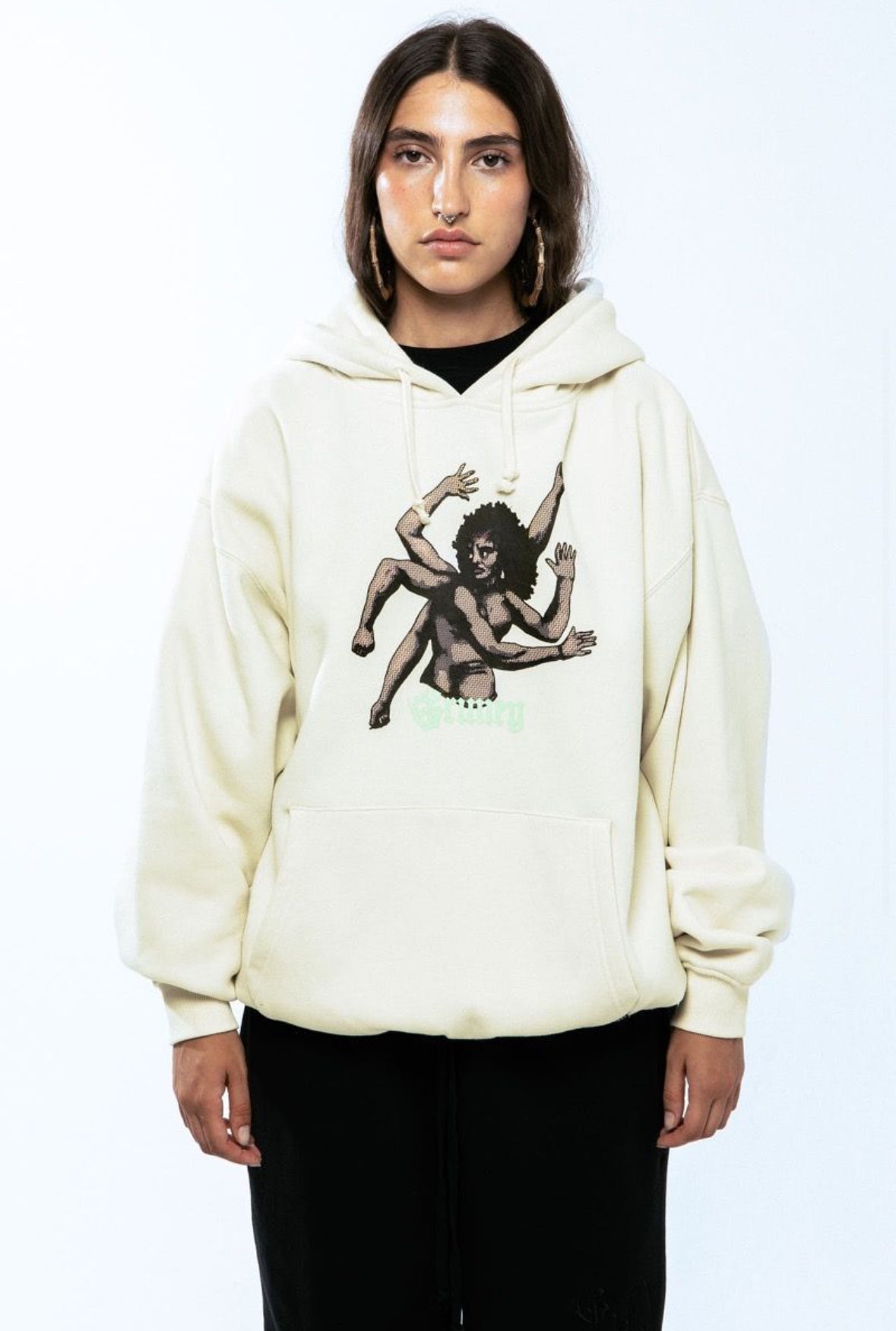 Grimey Saoirse Divine Council Boxy Hoodie Off White