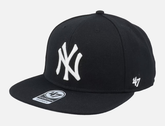 NY Yankees No Shot Black/White Snapback - 47 Brand