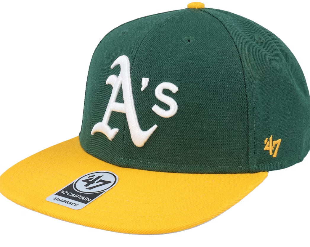 Oakland Athletics Sure Shot Tt Captain Dark Green/Yellow Snapback - 47 Brand