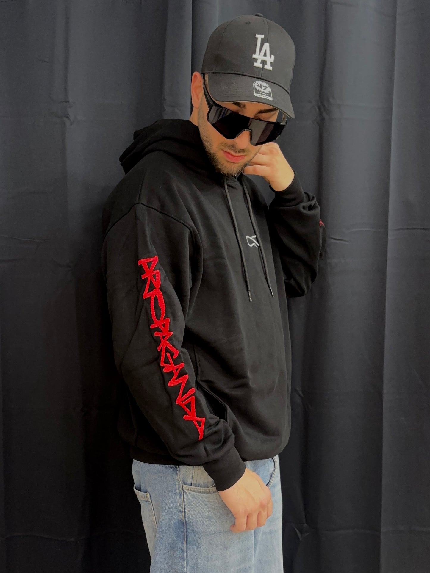 Hoodie script embroidery