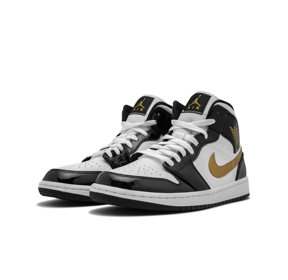 Jordan 1 mid SE Black Gold Patent Leather