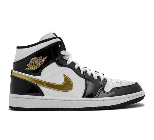 Jordan 1 mid SE Black Gold Patent Leather