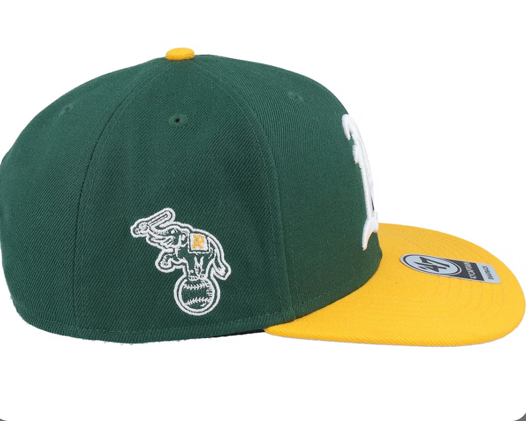 Oakland Athletics Sure Shot Tt Captain Dark Green/Yellow Snapback - 47 Brand
