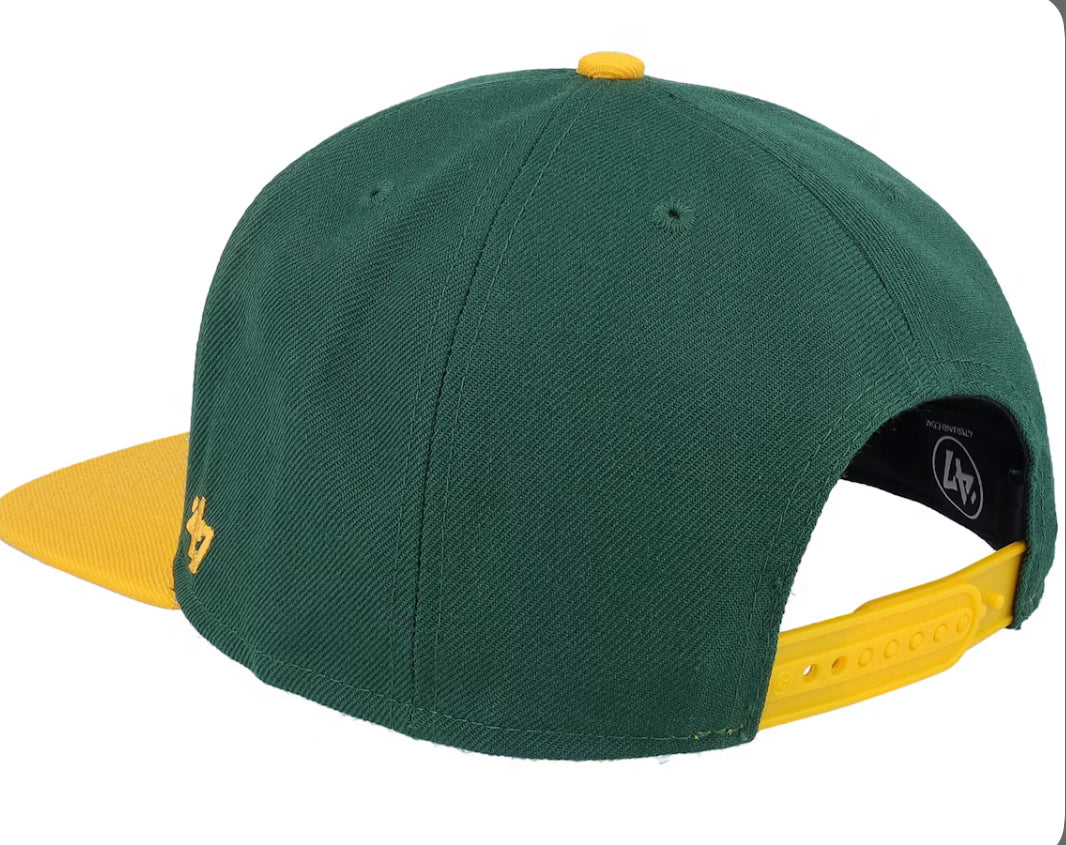 Oakland Athletics Sure Shot Tt Captain Dark Green/Yellow Snapback - 47 Brand