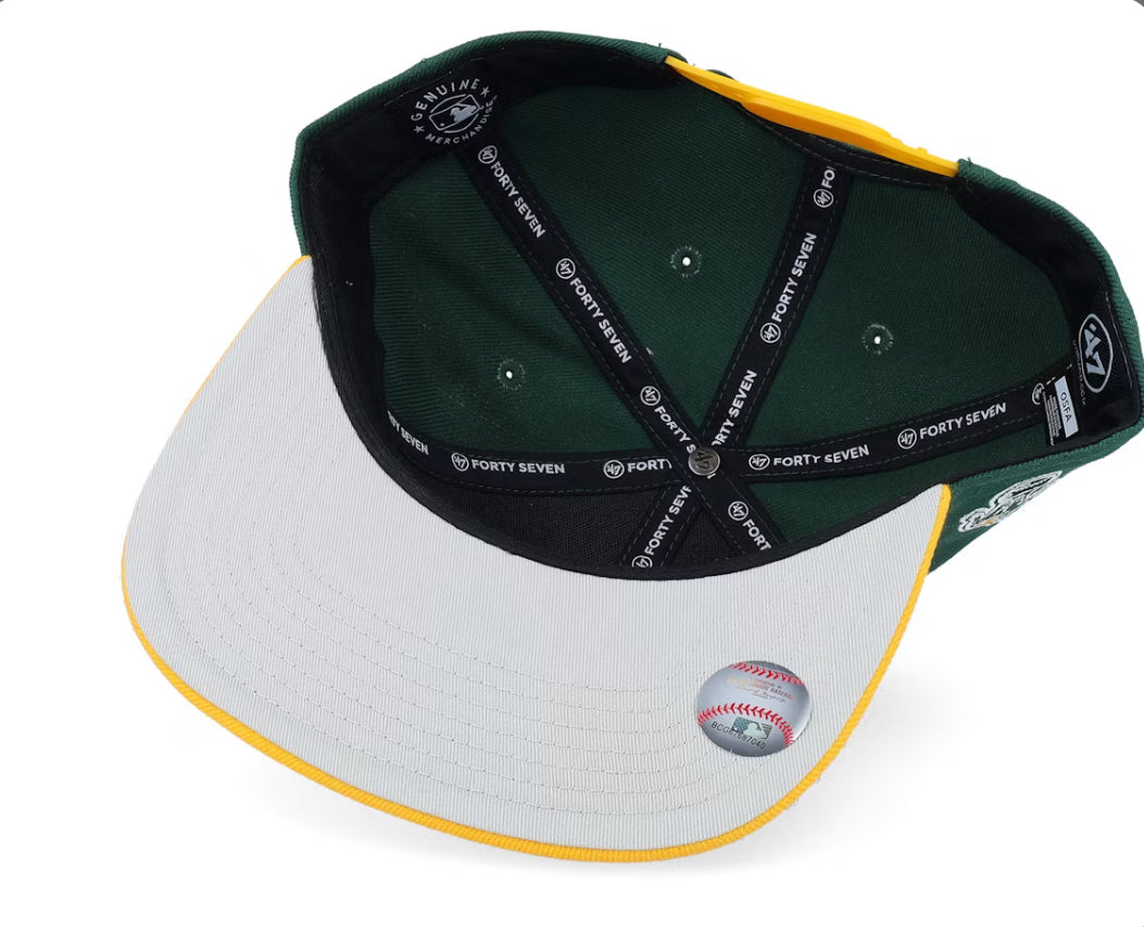 Oakland Athletics Sure Shot Tt Captain Dark Green/Yellow Snapback - 47 Brand